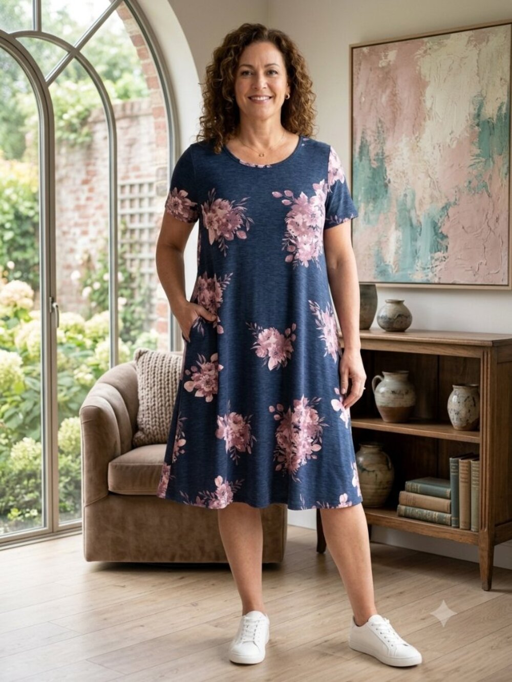 LuLaRoe Jessie Floral Short Sleeve Swing Dress Women's Size XL
